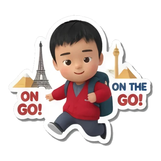 boy running with backpack Little Traveler Explorer sticker for expressive chats and social replies.