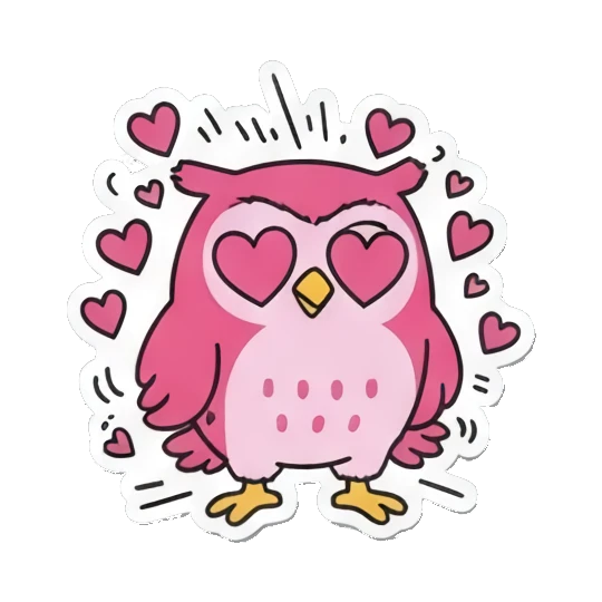 爱心眼迷恋LOVE Pink Owl Expression Stickers sticker for expressive chats and social replies.
