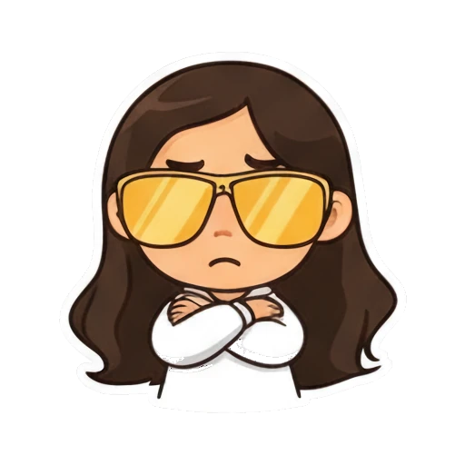 Rejecting girl with crossed arms and yellow sunglasses Cool Girl Daily Vibes sticker for expressive chats and social replies.