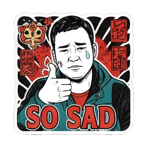 Man eating noodles Ukiyo-e Guy's Moods sticker for expressive chats and social replies.