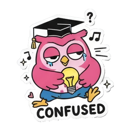 戴帽困惑思考CONFUSED Pink Owl Expression Stickers sticker for expressive chats and social replies.