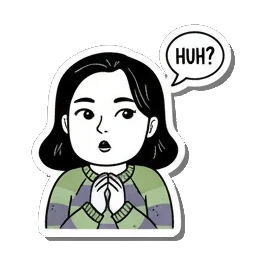 女孩疑惑地问HUH Girl's Daily Moods sticker for expressive chats and social replies.