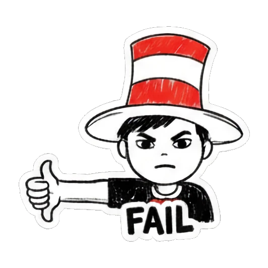 男孩点踩表情FAIL Doodle Hat Boy sticker for expressive chats and social replies.