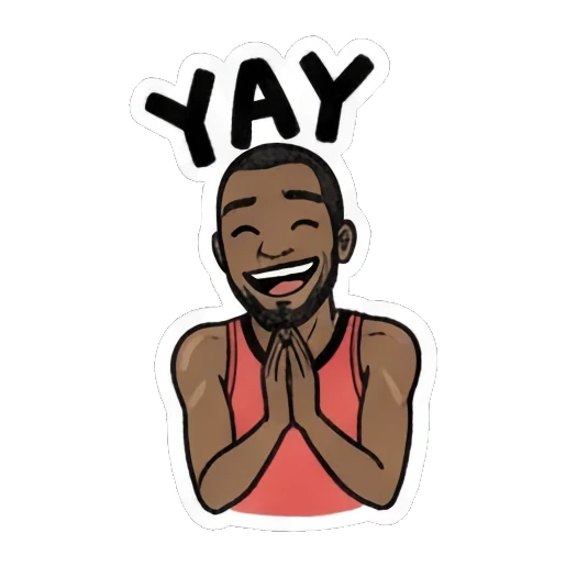 Man smiling with hands together and stars with text YAY Cool Guy Daily Vibes sticker for expressive chats and social replies.