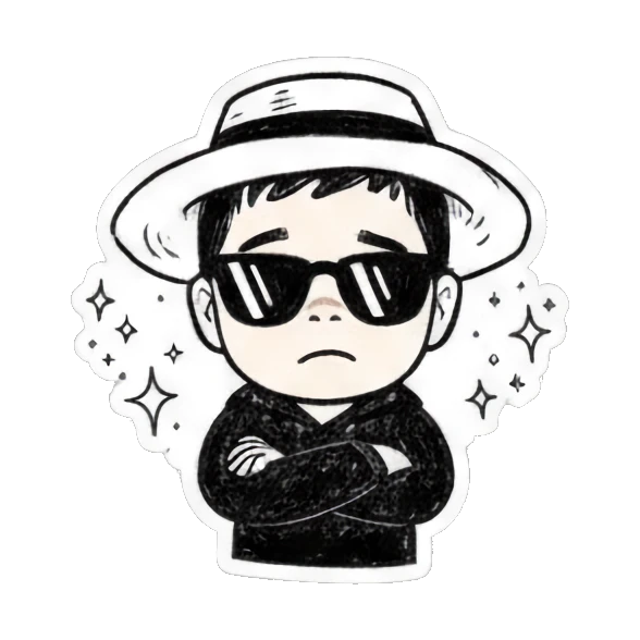 Boy wearing a sun hat and sunglasses looking cool. Cool Boy Doodle Diary sticker for expressive chats and social replies.