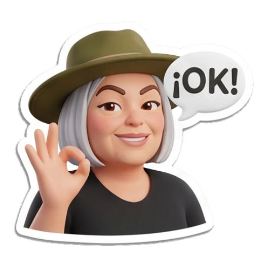 Explorer lady making an OK gesture with text OK Adventurous Explorer Lady sticker for expressive chats and social replies.