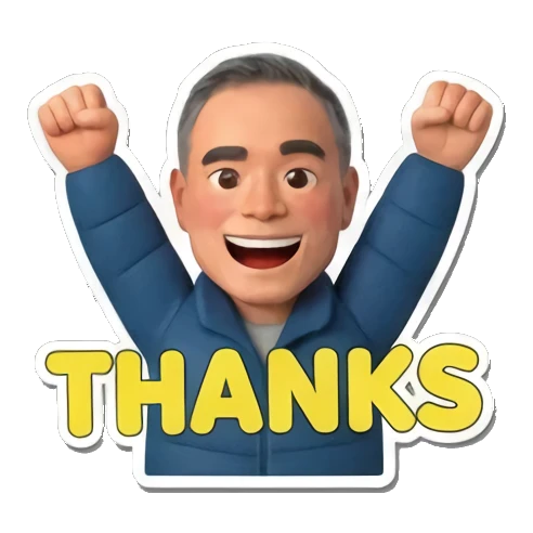 thankful man with raised hands Cheerful Middle-Aged Man Daily Life sticker for expressive chats and social replies.