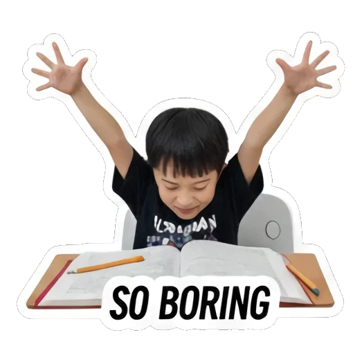 tired student with desk lamp Little Student Struggles sticker for expressive chats and social replies.