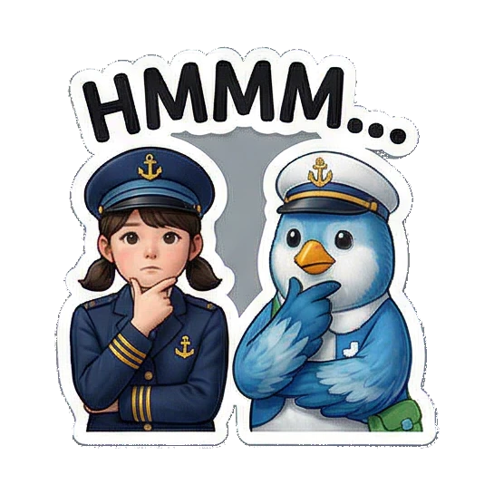 分享喜怒哀乐的贴纸 Little Captain & Blue Bird Duo sticker for expressive chats and social replies.