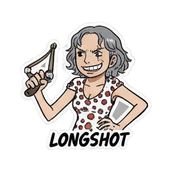 sniper aiming weapon Anime Adventure Crew sticker for expressive chats and social replies.