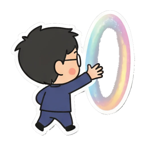 Boy with glasses touching a magical portal Cheerful Glasses Boy Daily sticker for expressive chats and social replies.