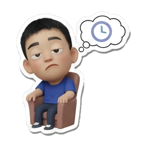 男孩坐在沙发上思考 Daily Life of a Chill Boy sticker for expressive chats and social replies.