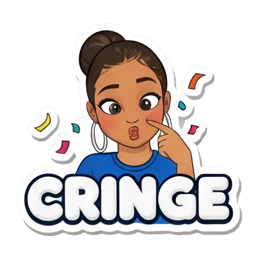女孩尴尬地Cringe Sassy Girl Slang sticker for expressive chats and social replies.