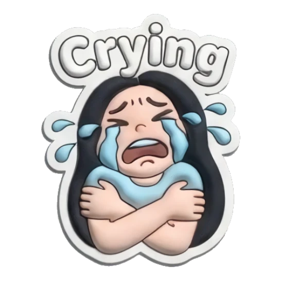 Girl crying with arms crossed Puffy Girl Moods sticker for expressive chats and social replies.