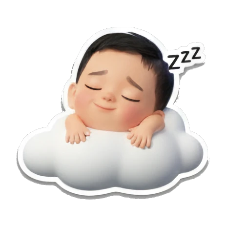 Sleeping baby on cloud 'ZZZ' Baby's Daily Moods sticker for expressive chats and social replies.