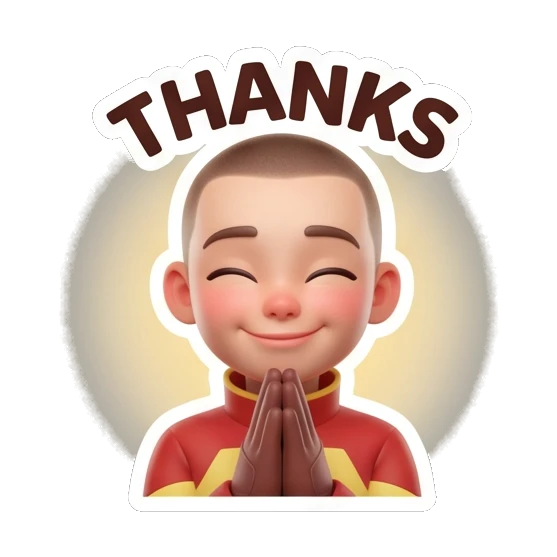 Pilot boy with hands together in prayer, thankful expression. Cool Pilot Adventures sticker for expressive chats and social replies.
