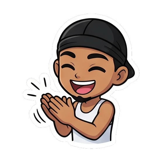 Appreciative guy clapping hands with a joyful expression Cool Guy Daily Vibes sticker for expressive chats and social replies.