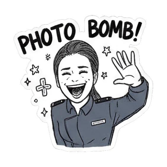 升级变强姿势 Quirky Agent's Daily Reactions sticker for expressive chats and social replies.