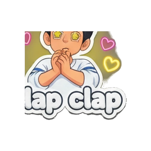 Boy with star eyes clapping with text Clap clap Playful Boy Daily Vibes sticker for expressive chats and social replies.