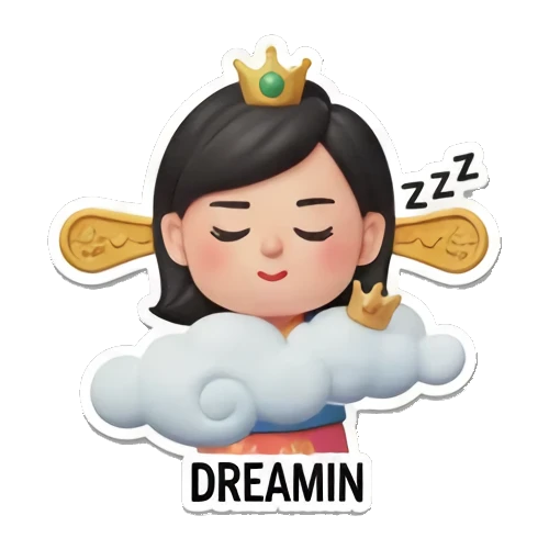 在云端睡觉的梦幻状态 Fortune Princess Daily Life sticker for expressive chats and social replies.