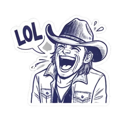牛仔大笑LOL表情 Cowboy Expressive Stickers sticker for expressive chats and social replies.
