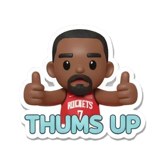Basketball player giving double thumbs up saying THUMBS UP. Basketball Star Daily Life sticker for expressive chats and social replies.