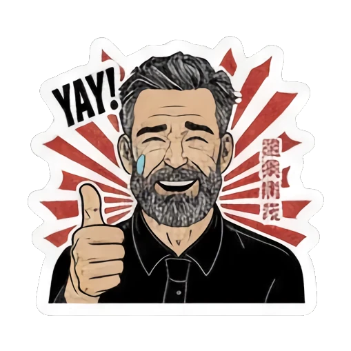Chat reactions with English text Ukiyo-e Man's Moods sticker for expressive chats and social replies.