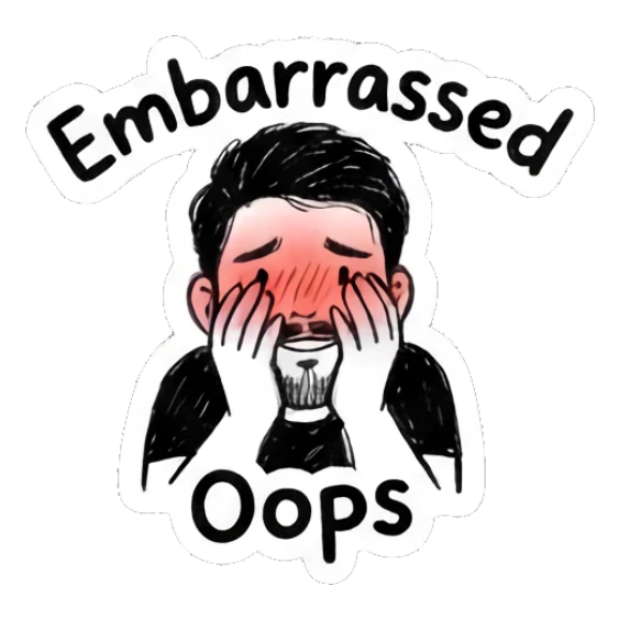 Embarrassed man covering his blushing face with his hands. Doodle Guy Daily Vibes sticker for expressive chats and social replies.