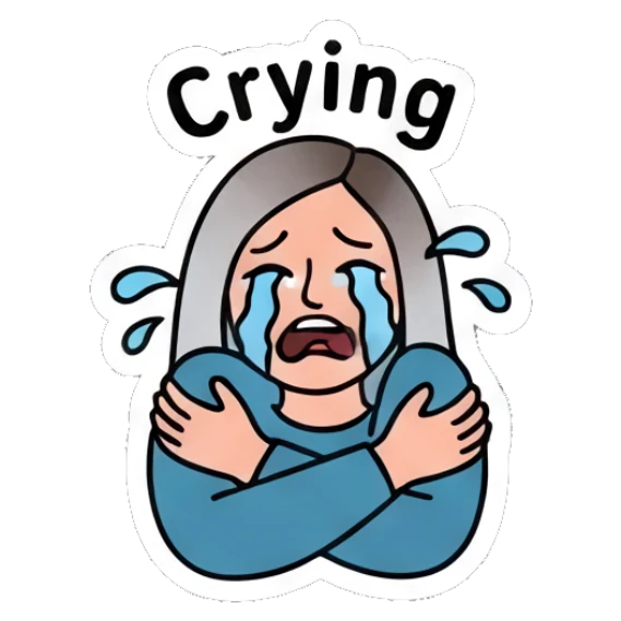 Girl crying with arms crossed Cool Girl Daily Vibes sticker for expressive chats and social replies.
