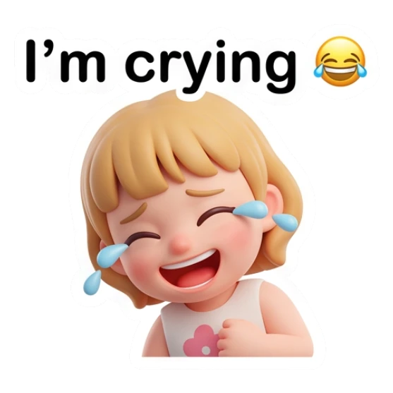Blonde girl laughing with tears of joy Blonde Girl Daily Vibes sticker for expressive chats and social replies.