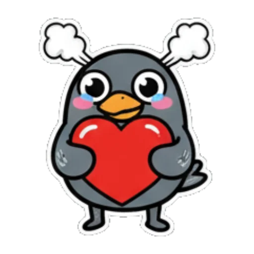 害羞小鸟捧着爱心 Cute Bird Daily Stickers sticker for expressive chats and social replies.