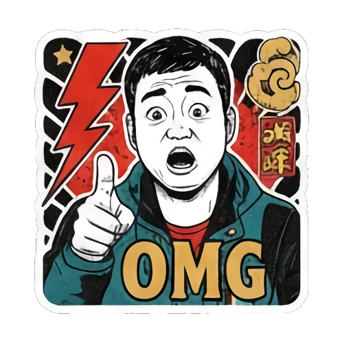 Surprised OMG reaction Ukiyo-e Guy's Moods sticker for expressive chats and social replies.