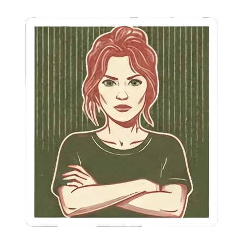 双臂交叉WTF Vintage Vixen Vibes sticker for expressive chats and social replies.