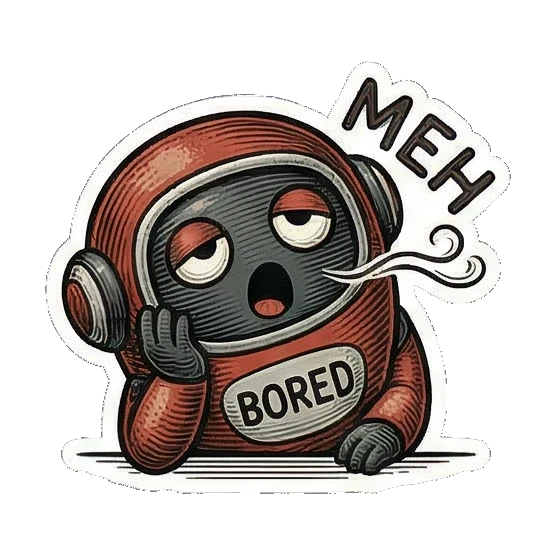 无聊发呆的机器人 Vintage Bot Emotions sticker for expressive chats and social replies.