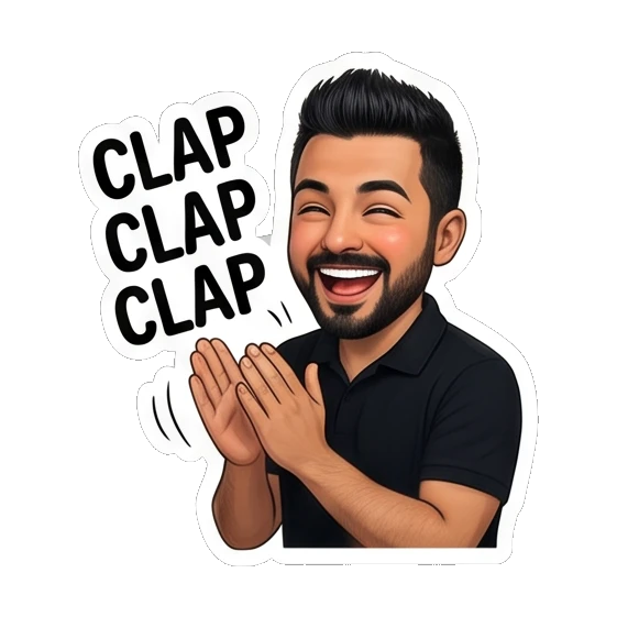 Man clapping hands, text CLAP CLAP CLAP Modern Man Daily Vibes sticker for expressive chats and social replies.