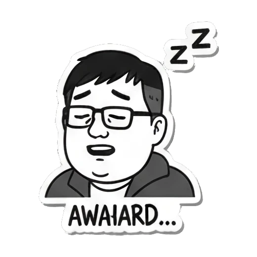 尴尬无奈配Awkward Everyday Man Moods sticker for expressive chats and social replies.