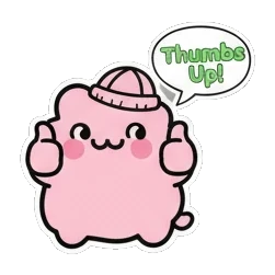 竖起大拇指点赞 Pink Blob Buddies sticker for expressive chats and social replies.