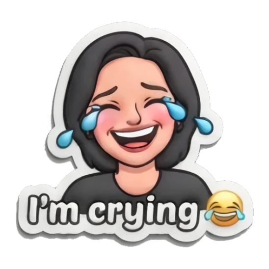 Girl laughing with tears of joy and Im crying text Puff Print Girl Daily sticker for expressive chats and social replies.