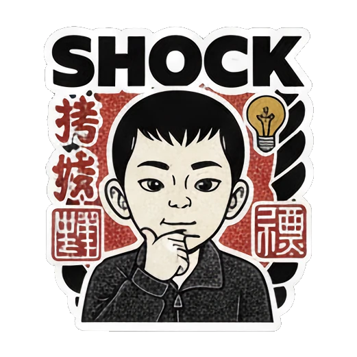 少年灵光一现SHOCK Vintage Ink Boy Expressions sticker for expressive chats and social replies.