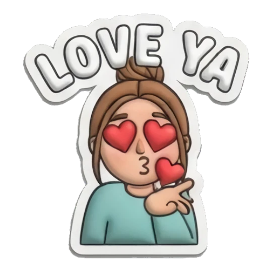 Girl blowing a kiss with heart eyes Puffy Girl Daily Life sticker for expressive chats and social replies.