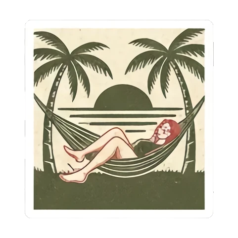 悠闲吊床度假 Vintage Vixen Vibes sticker for expressive chats and social replies.