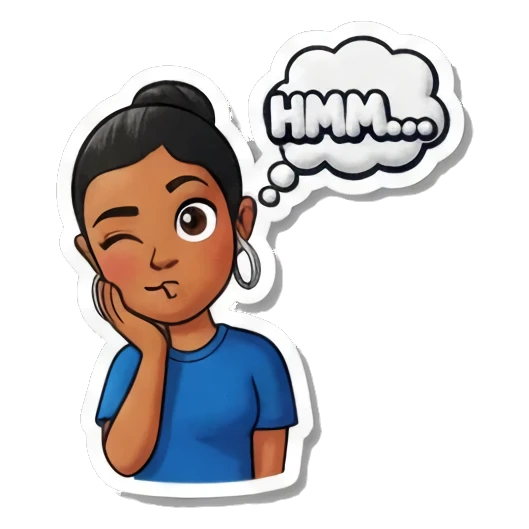 女孩思考沉思 Playful Girl Expressions sticker for expressive chats and social replies.