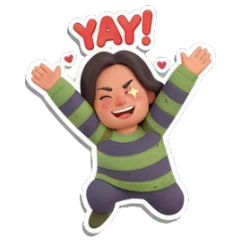 Girl jumping with joy and arms raised with YAY text Cheerful Girl Daily Life sticker for expressive chats and social replies.