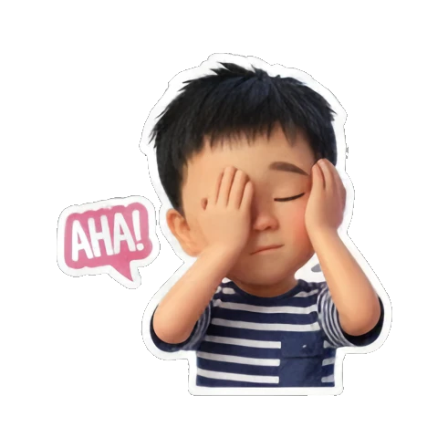 尴尬男孩捂眼睛. Little Boy's Expressive World sticker for expressive chats and social replies.