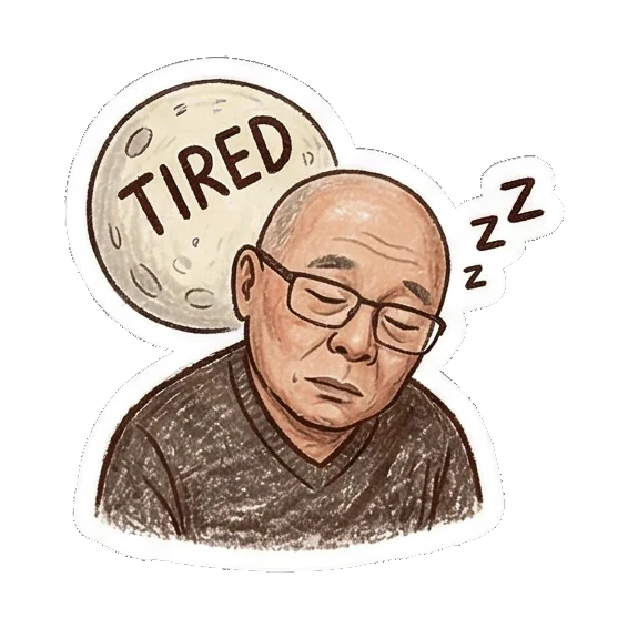 Tired sleepy man Bald Uncle Daily Life sticker for expressive chats and social replies.
