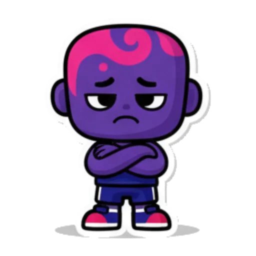 抱臂不高兴的表情 Expressive Purple Buddy sticker for expressive chats and social replies.