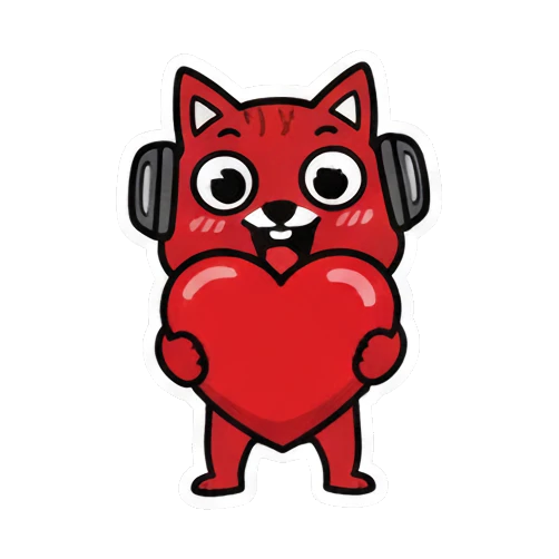 抱着爱心 Red Squirrel Rocker sticker for expressive chats and social replies.
