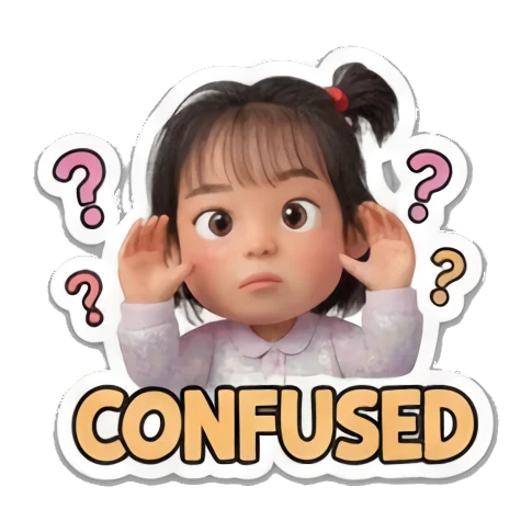小女孩困惑迷茫 Little Girl Daily Vibes sticker for expressive chats and social replies.