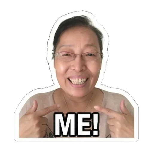 她指着自己说ME! Mom's Daily Reactions sticker for expressive chats and social replies.