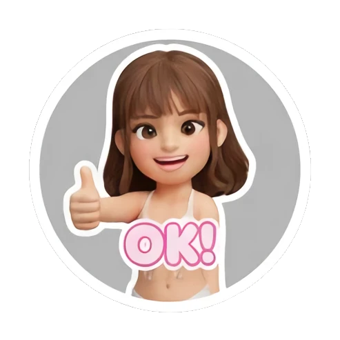 Cute girl giving a thumbs up with OK text Cute 3D Girl Daily Life sticker for expressive chats and social replies.